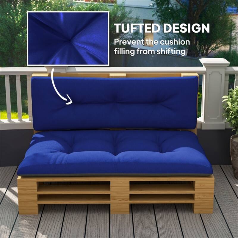 Two Piece Outdoor Indoor Bench Cushion Set Seat and Back 47 Inch Polyester Tufted Cushions - 47.2" L x 30.3" W x 3.9" H