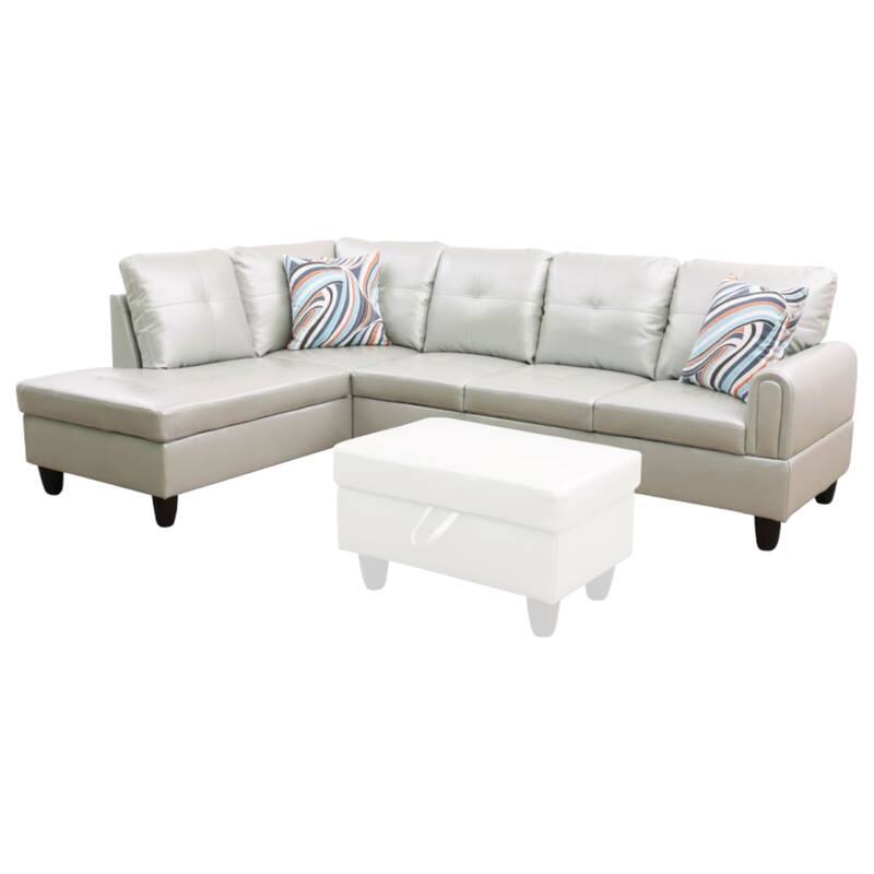 KISRAIS 97" Wide 2-Piece Vegan Leather Sectional Sofa Set without Ottoman for Small Space