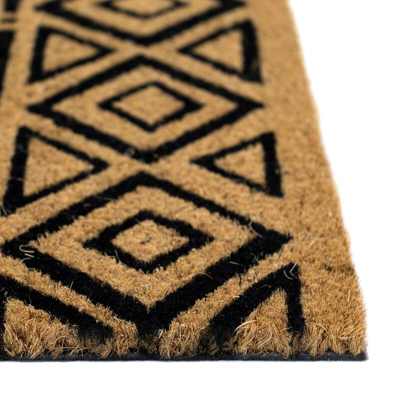 Liora Manne Natura Mudcloth Outdoor Mat Black 18"x30"