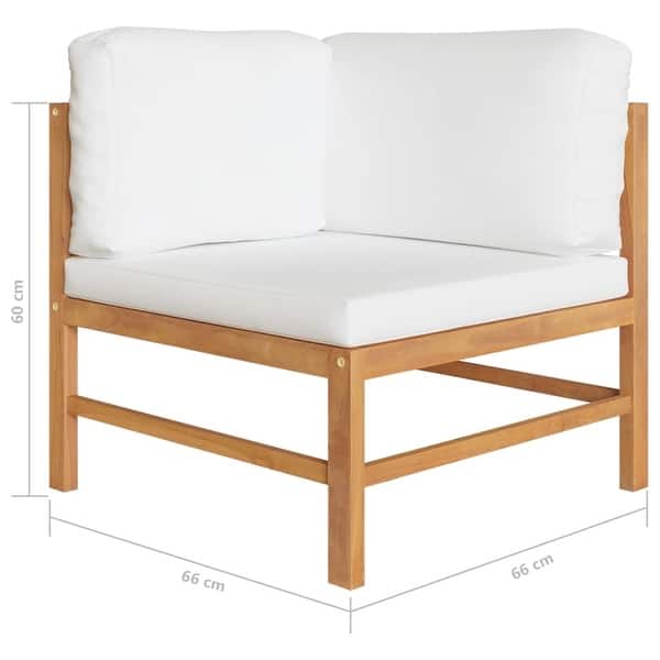vidaXL 4 Piece Patio Lounge Set with Cream Cushions Solid Teak Wood ...