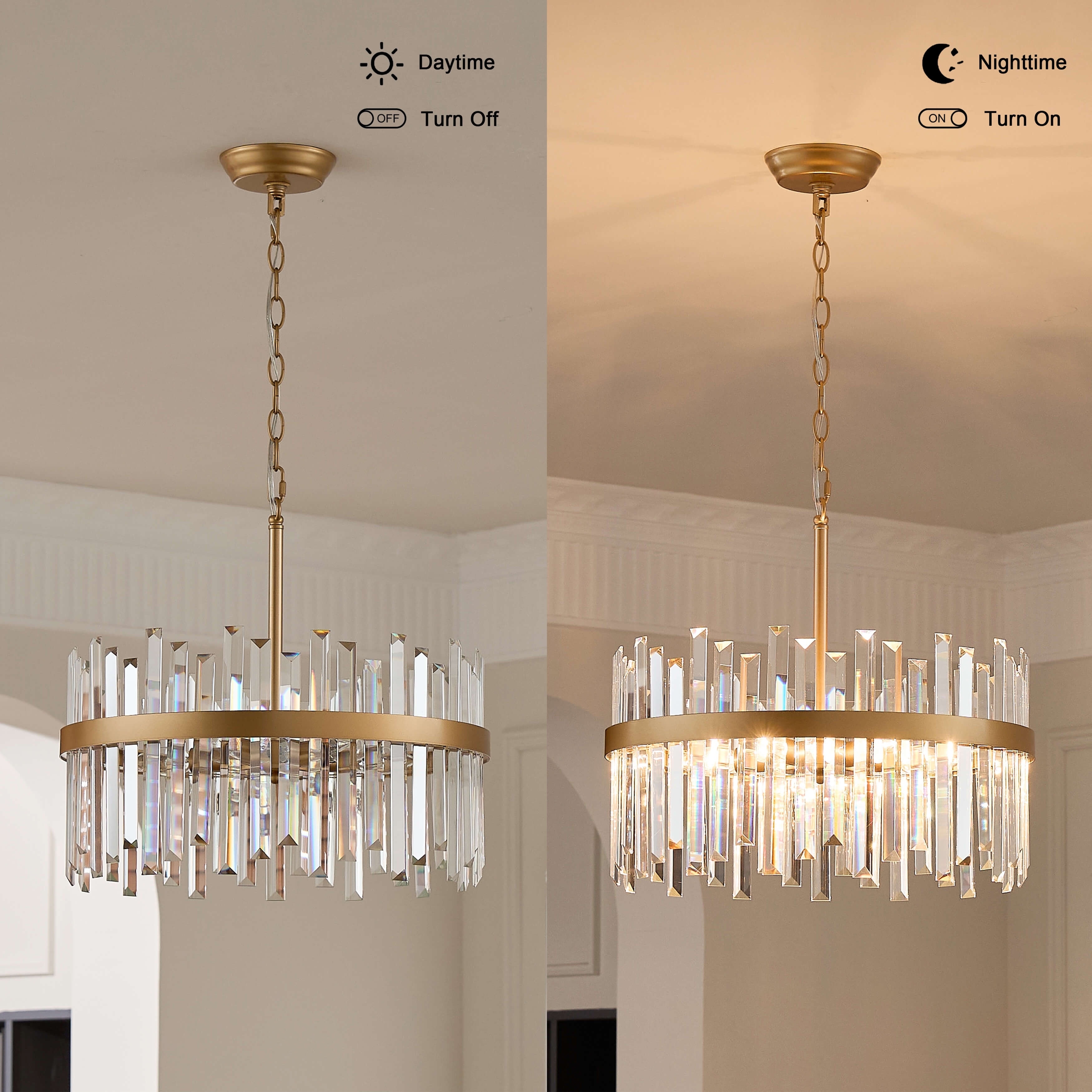 Casandra Glossy Light Brass 5-light Drum Crystal Glass Chandelier