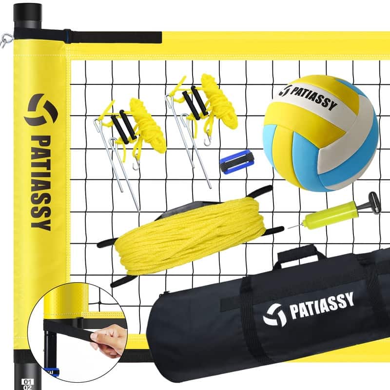 Professional Volleyball Net Set Heavy Duty Portable with Poles Ball Pump Outdoor