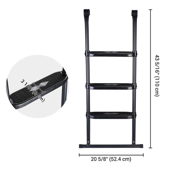 dimension image slide 1 of 2, Yescom Universal 3 Step Trampoline Ladder with Wide Skid-Proof Steps Fit 15 FT or Larger Trampolines Kid Outdoor
