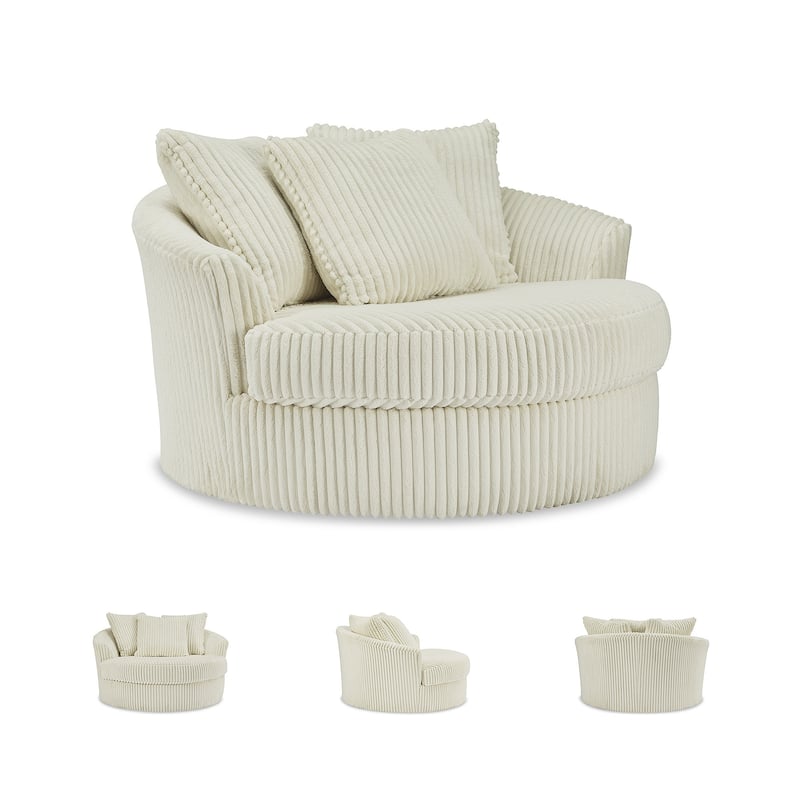 Signature Design by Ashley Lindyn Ivory Oversized Swivel Accent Chair - 58"W x 55"D x 36"H