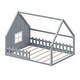 preview thumbnail 27 of 31, Full Size House Bed with Window and Fence Design, Solid Wood Floor Montessori Bed with LED Light and Roof Frame