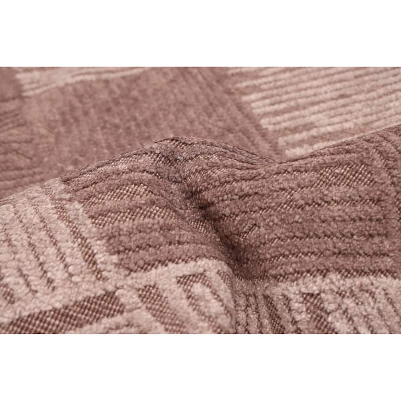 ECARPETGALLERY Hand Loomed Elysian Brown, Taupe Silk Rug - 6'6 x 9'11