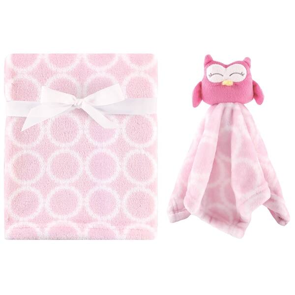 slide 1 of 1, Hudson Baby Infant Girl Plush Blanket with Security Blanket, Girl Owl, One Size - Girl Owl - One Size One Size - Girl Owl