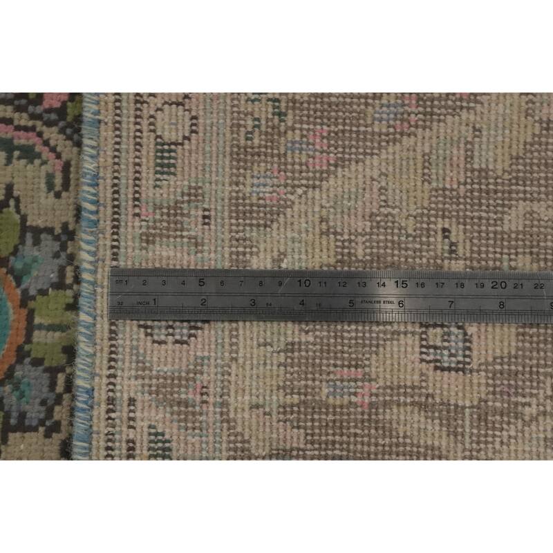 Hand Knotted Oriental 100% Wool Carpet Traditional Floral Beige & Ivories Tabriz Area Rug - 9' 6'' X 6' 8''