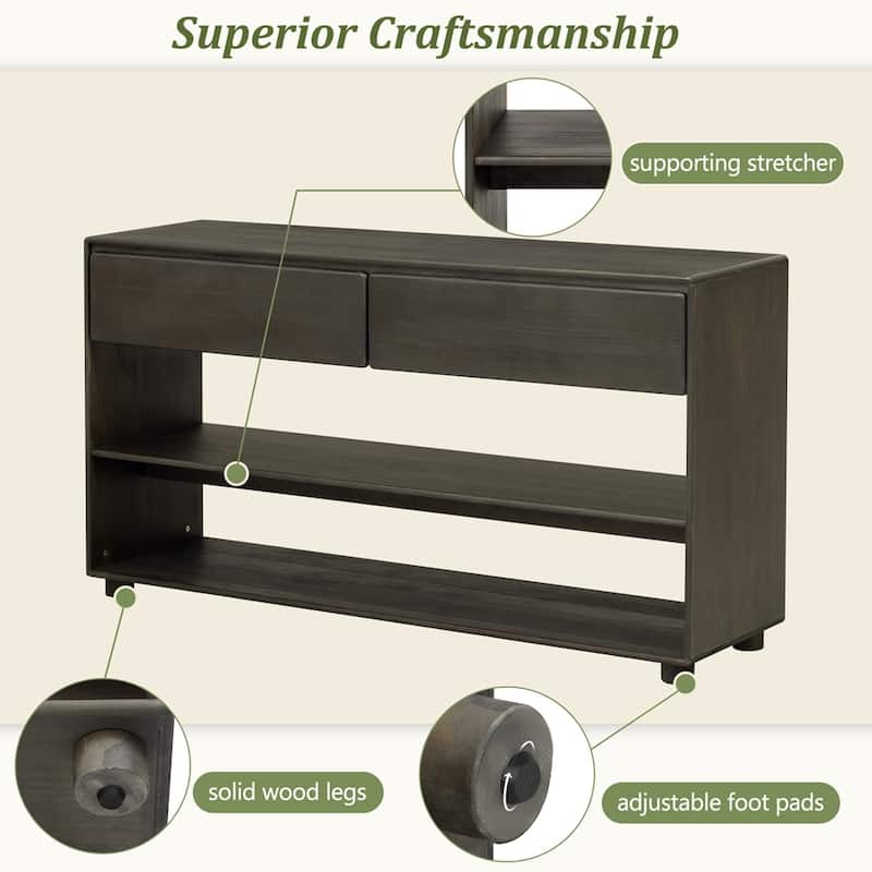 Living Room Vintage Entryway Table Console Table with Drawers and Shelves