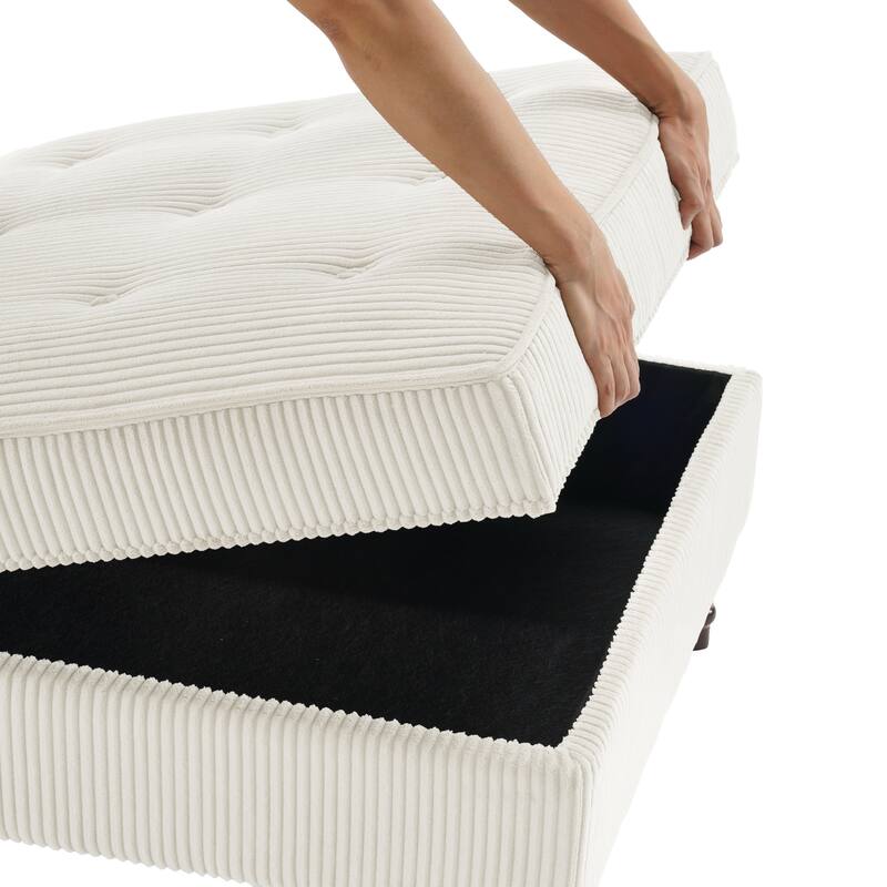 Corduroy Flip Top Dual-Use Storage Ottoman Coffee Table