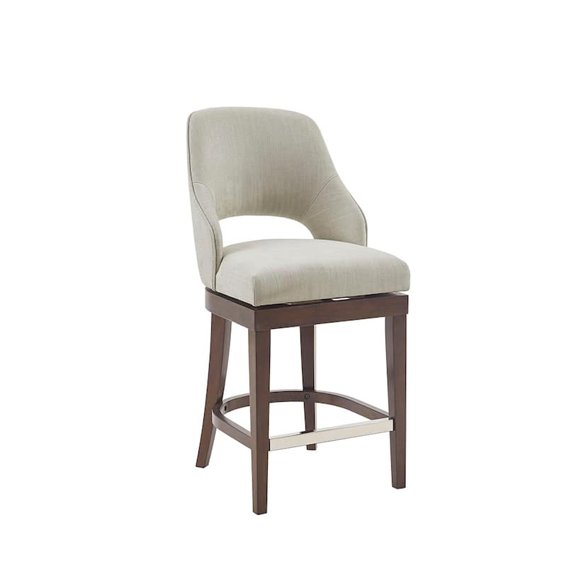 Madison Park Jillian Upholstered Counter Stool with Cutout Back Design and Swivel Sea