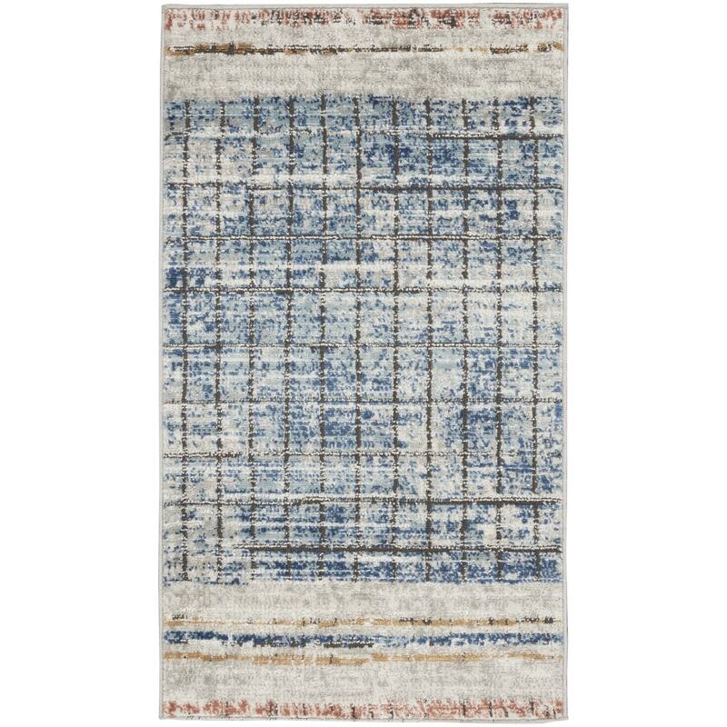 HomeRoots Abstract Contemporary Rectangle Area Rug - 2' X 4'