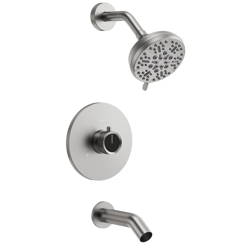 Shower and Tub Faucet Set With Valve Trim - Brushed Nickel