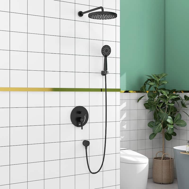 Matte Black 2-Spray Shower System with Handshower - Black