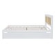 preview thumbnail 12 of 15, Queen Size Bed Frame w/ Rattan Headboard & Sockets Wooden Platform Bedframe w/ Trundle & Storage Drawers, Noise-Free-White