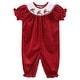 preview thumbnail 1 of 2, Red Velvet Reindeer Smocked Playsuit - 3-6M