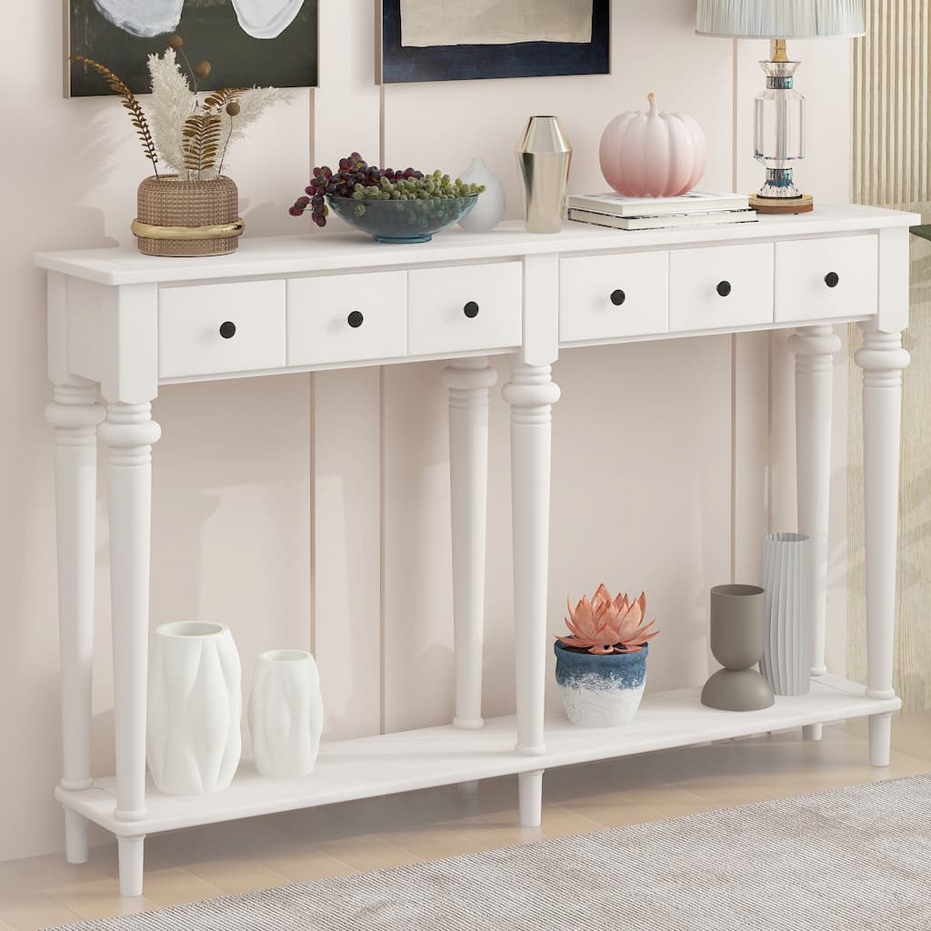 Entryway Table with 4 Drawers(White)