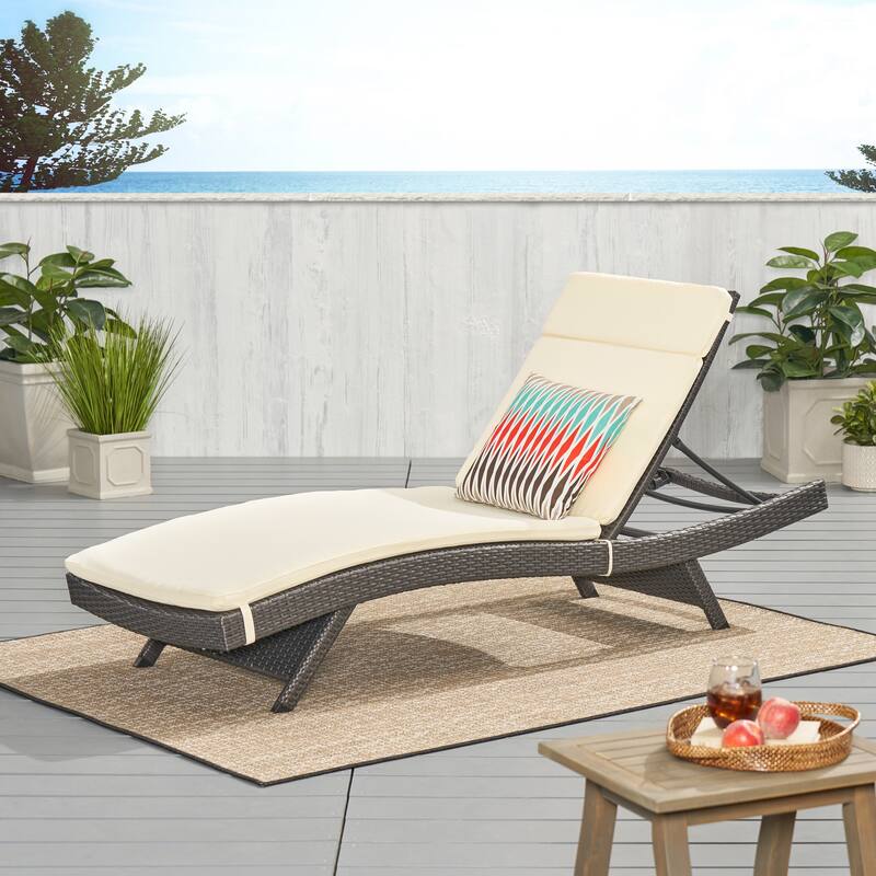 Salem Outdoor Wicker Adjustable Chaise Lounge with Cushion by Christopher Knight Home