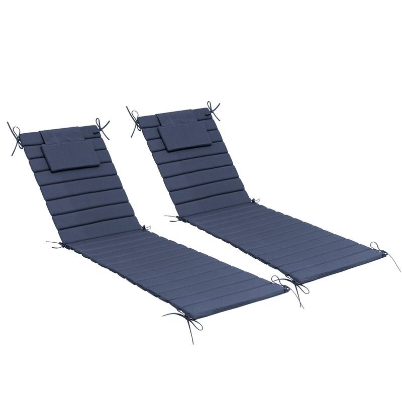 Pellebant Outdoor Chaise Lounge Cushions Patio Lounger Pad with Straps - 2PC-79.9'' - NavyBlue