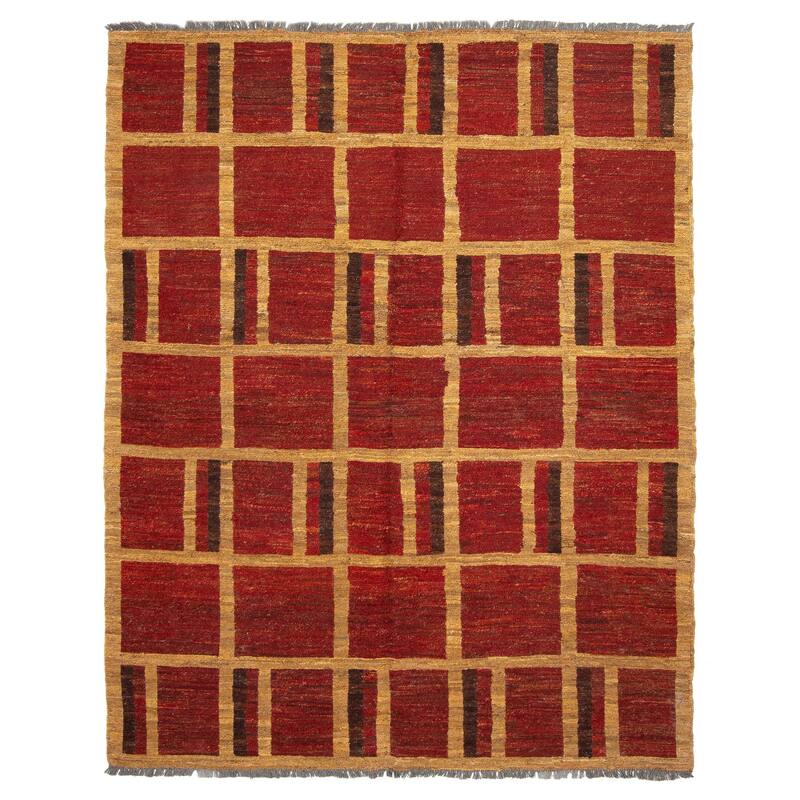 ECARPETGALLERY Flat-Weave Natural Red Wool Tapestry Kilim - 5'3 x 6'8 - Dark Red - 5'3 x 6'8