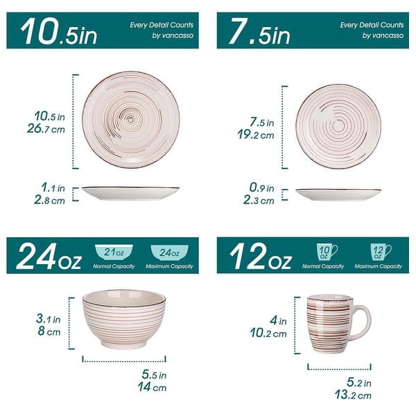 Vancasso Serie Guto, Servizio Piatti In Stoneware 32 Pezzi Per 8 Persone – Set Vintage Con Piatti E Tazze - 2