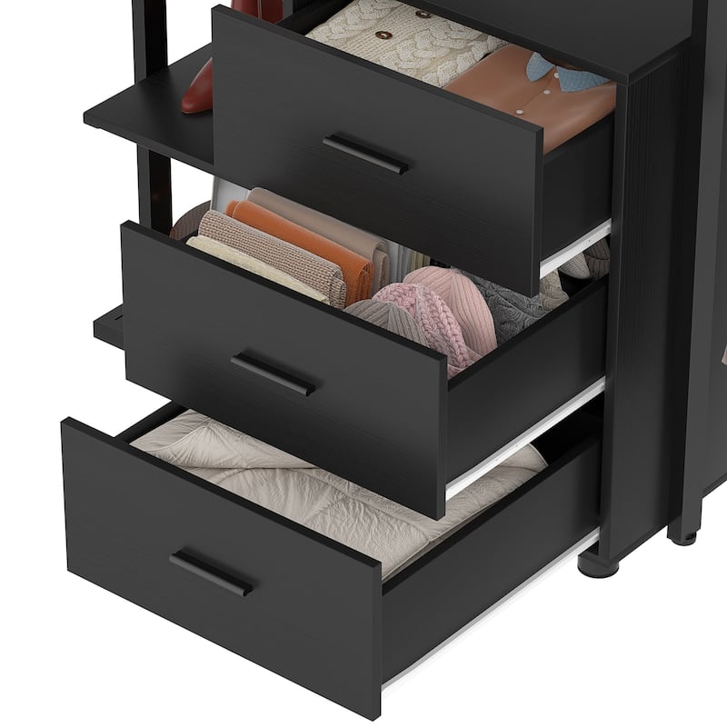 96'' Wide Heavy-duty Closet Organizer, Walk-in Closet System with Drawers and Tower Kit
