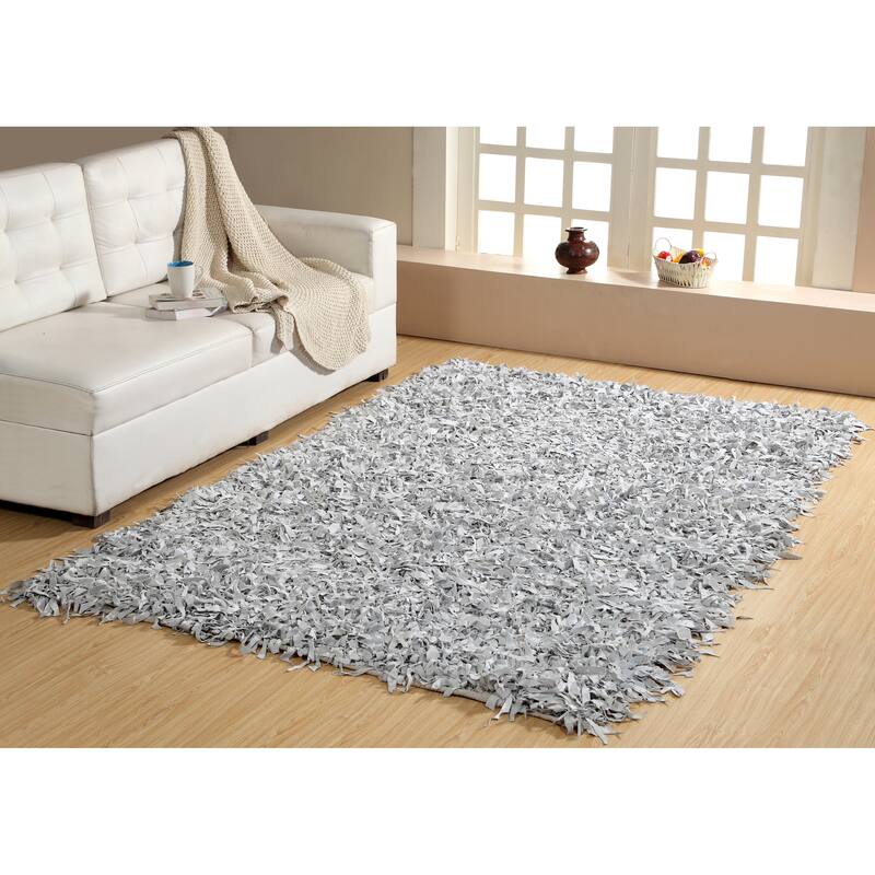Leather Shaggy Living Room Rug Washable Area Rugs Non Slip Accent Rugs Soft Foldable Indoor Carpet Easy To Clean 5' x 8'