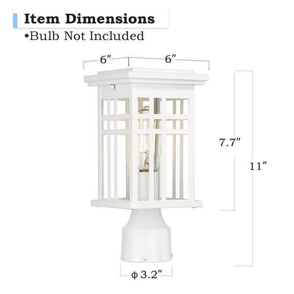 dimension image slide 0 of 3, Outdoor Post Light, Lantern Light Fixture with Clear Glass Shade
