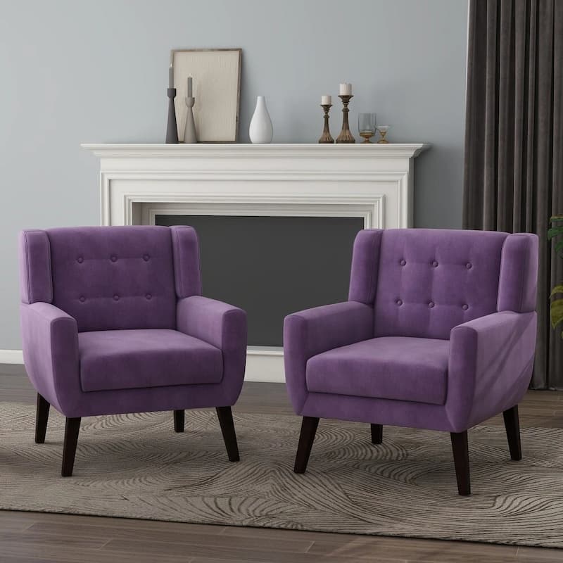 Velvet Upholstered Armchair Tufted Accent Chairs Set of 2