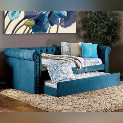 Loney Twin Daybed w/ Trundle in Dark Teal Finish