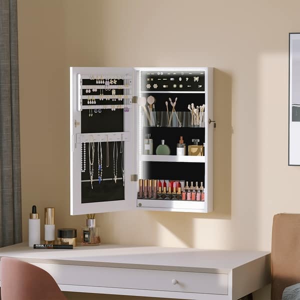 LEDs Jewelry Wall Mounted Over Door Small Jewelry Armoire with