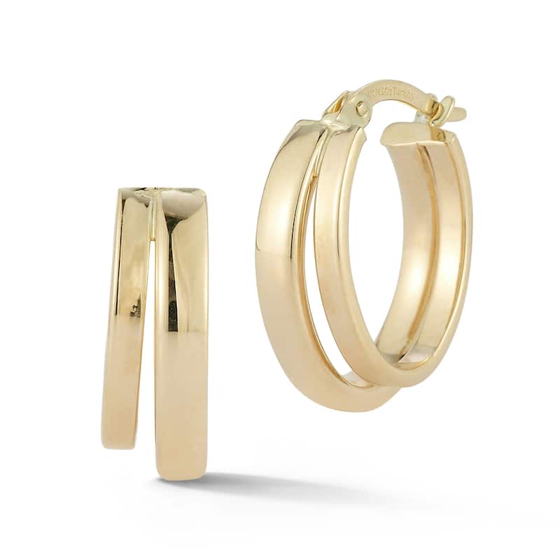 Soleil 14K Gold Double Oval Hoop Earrings - Yellow