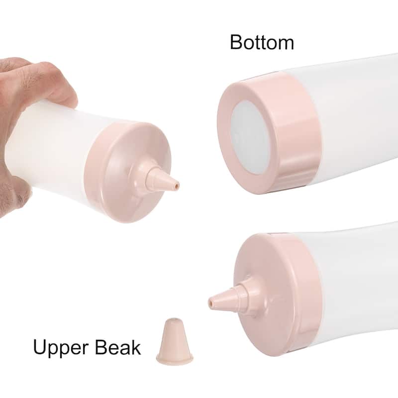 3pcs Squeeze Bottles, Ketchup Bottle Condiment Dispenser with Cap - Grey Pink Beige