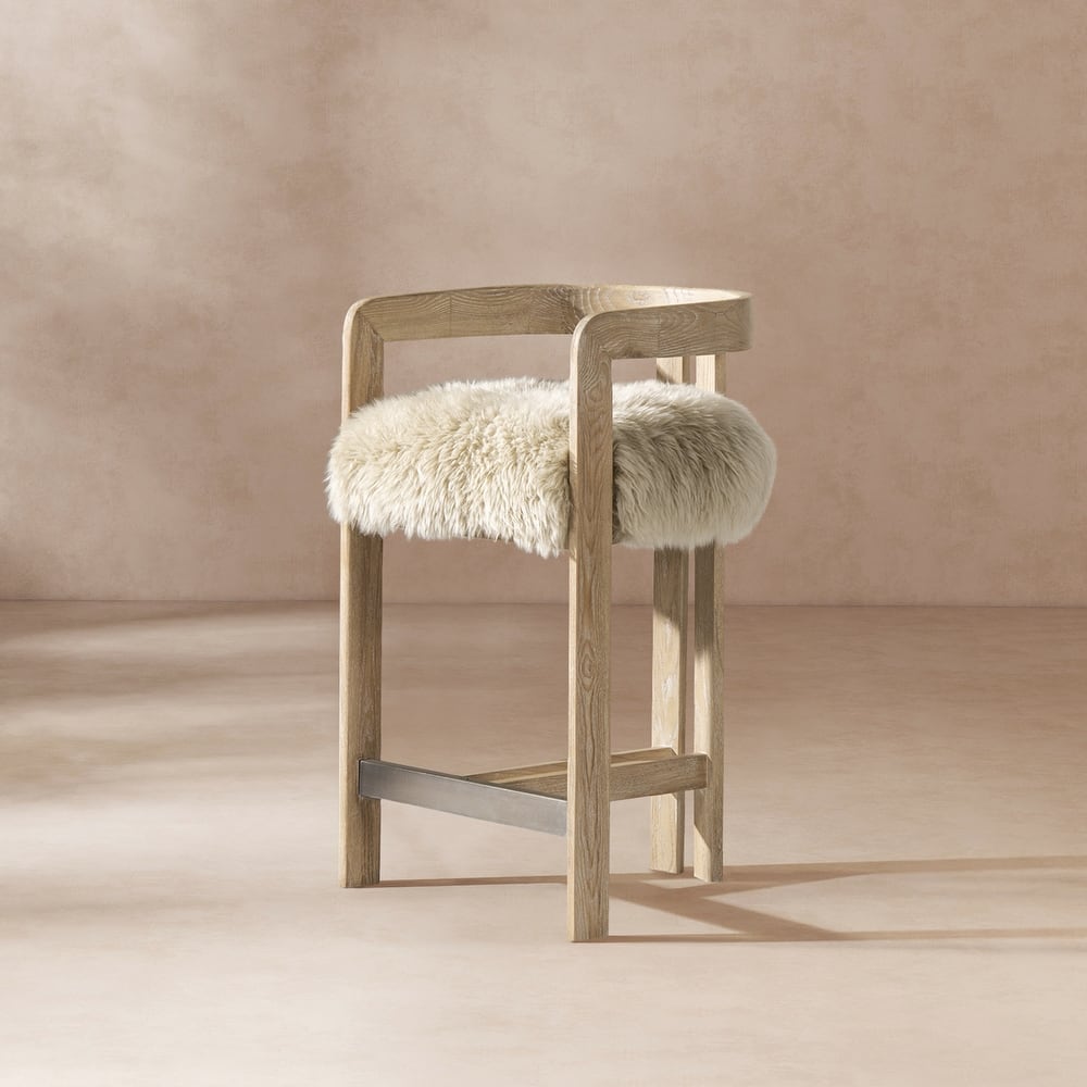 Millwick 26.5" Low Back Ash Wood Counter Height Bar Stool - 21"W X 20"D X 27"H