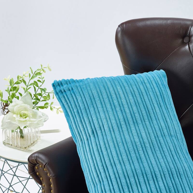 Ribbed Flanned 4 Pieces Pillow Shell Set, NO INSERT