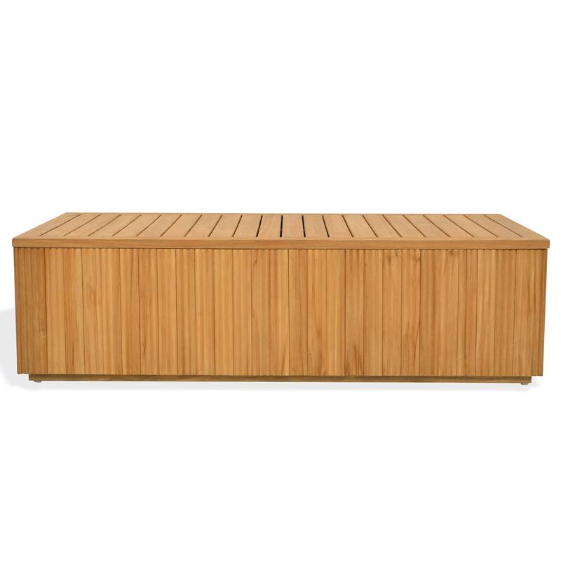 SAFAVIEH Couture Saint Lucia Reeded Teak Wood Coffee Table - 47"W x 26"D x 13"H - Natural