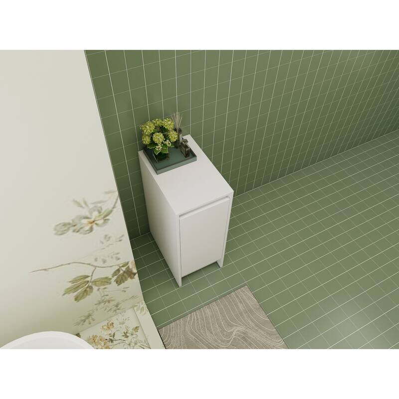 12" Freestanding Bathroom Storage Cabinets, Soft Close Doors, Floor Mounting Design