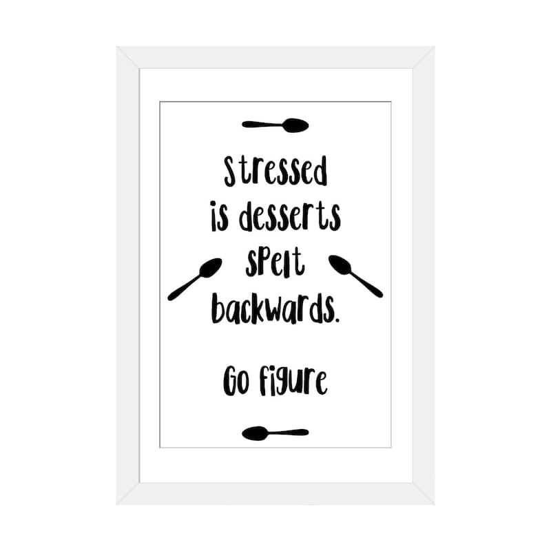 iCanvas "Stressed Is Desserts Spelt Backwards" by Pixy Paper - White - 32x24x1