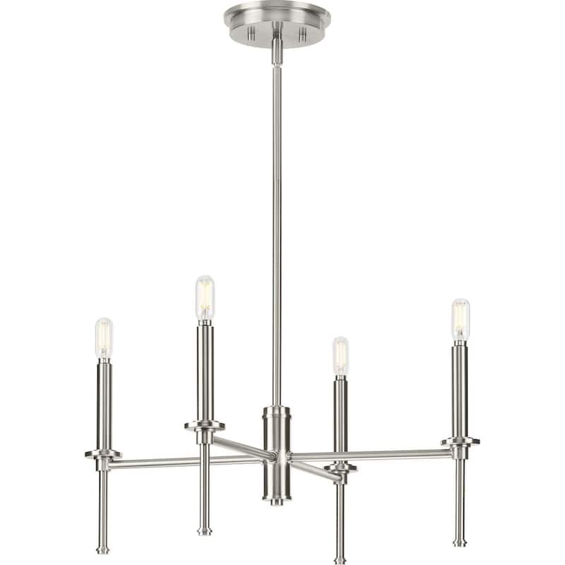 Elara Collection Four-Light New Traditional Brushed Nickel Chandelier Light - 22.87 in x 22.87 in x 10.37 in - 22.87 in x 22.87 in x 10.37 in