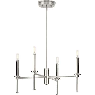Elara Collection Four-Light New Traditional Brushed Nickel Chandelier Light - 22.87 in x 22.87 in x 10.37 in