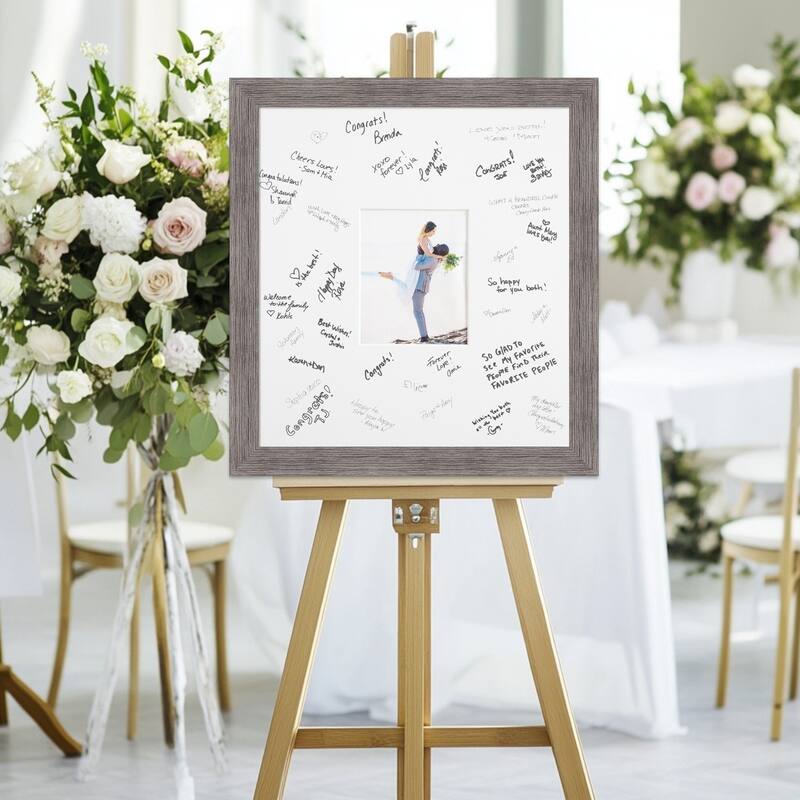 Pinstripe Signature Mat Picture Frame - Autograph Photo Frame Guest Book Alternative for Weddings, Graduations, or Retirement - 8x10