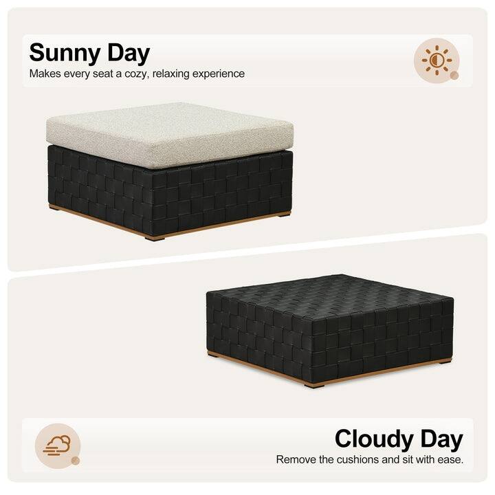 PURPLE LEAF GLFSF U-Shaped Black sofa with white seat Outdoor Couch for Yard Porch Deck Patio Conversation Sets