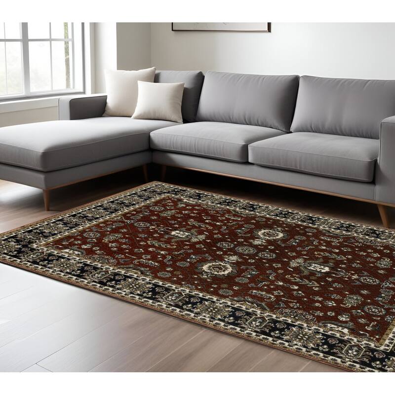 HomeRootsOriental Traditional Rectangle Area Rug - 133.86' X '94.49' X '0.47 - Red