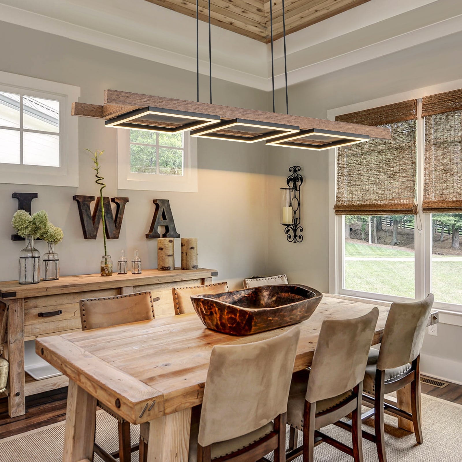 Rustic rectangular chandelier top