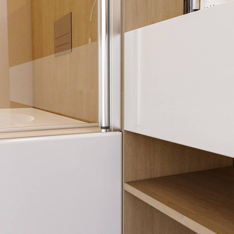 34"W x 58"H Frameless Folding Pivot Tub Door