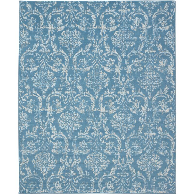 Nourison Jane Farmhouse Vintage Indoor only Damask Area Rug - 7' 10" x 9' 10" - Blue