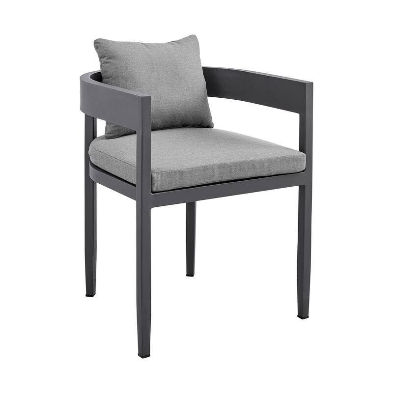 Outdoor Patio Dining Chairs - Aluminum Frame with Cushions - Set of 2