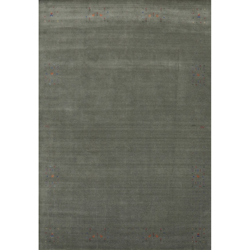 Hand Knotted Oriental 100% Wool Carpet Tribal Tribal Greys & Charcoal Gabbeh Area Rug - 12' 1'' X 9' 1''