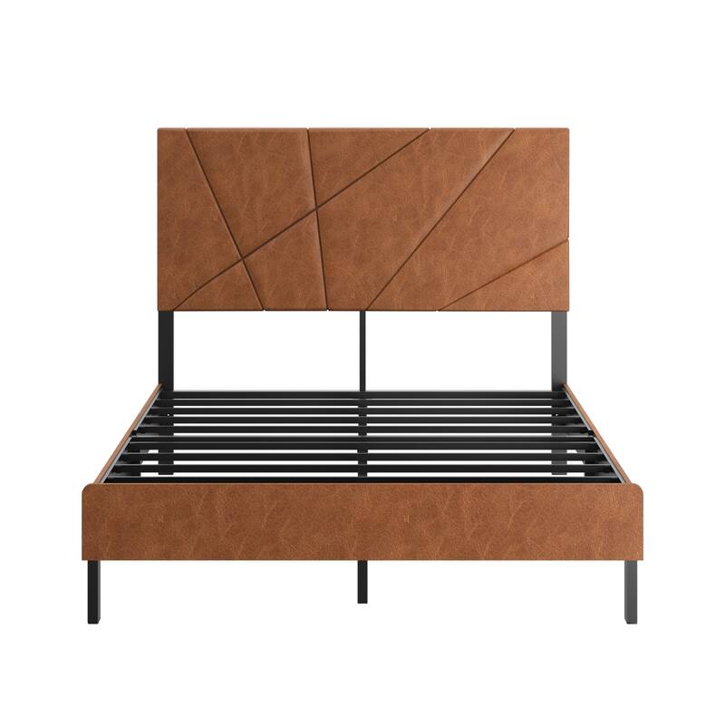 Roomfitters Metal Bed Frame, Square Platform Bed with Under-Bed Storage, Heavy Duty Mattress Foundation, Antique Brown
