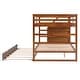 preview thumbnail 7 of 7, Walnut Elegant Full-Over-Full Bunk Bed with Trundle and 3 Storage Stairs